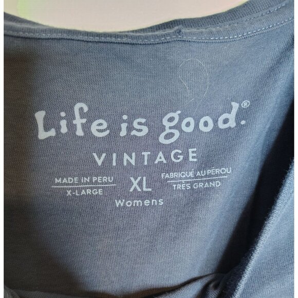 Life is Good Vintage XL Navy Blue T-Shirt, Pink Wine Glass Women's 100% Cotton - Picture 3 of 3